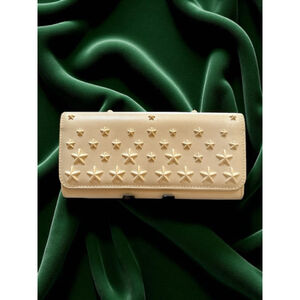 Jimmy Choo White Star Leather Long Flap Wallet